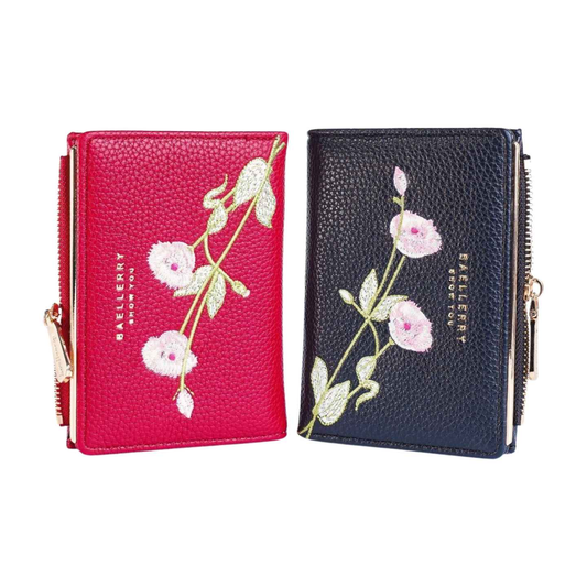 Baellerry Floral Embroidered Wallet - Stylish Floral Embroidered Wallet for Women